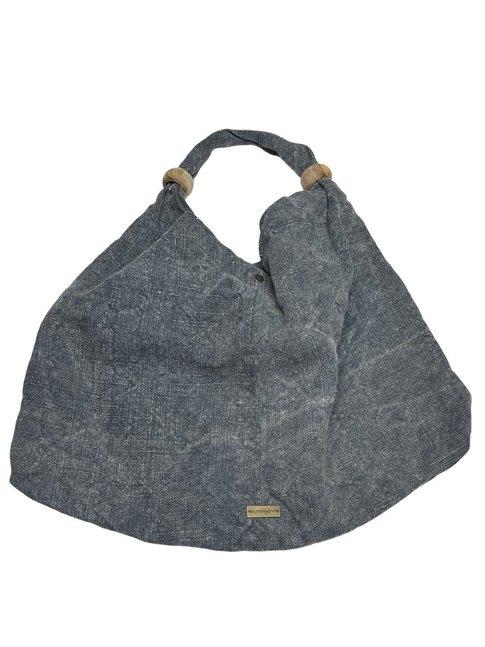 Alternative Apparel Blue Woven Cotton Canvas Slouchy Hobo Shoulder Purse Bag